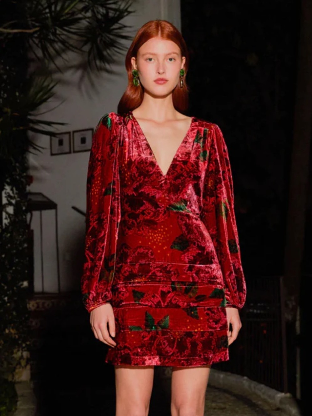 Nwt Farm Rio Mini Dress Red Shiny Flowers Size S